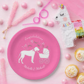 Grote Deen Baby shower Dog Puppy Papieren Bordje (Feest)