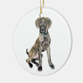 Grote Deen Brindle Puppy Keramisch Ornament (Links)