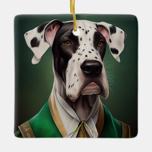 Grote Deen Dog in St. Patrick's Day Dress Keramisch Ornament (Voorkant)