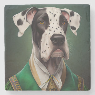 Grote Deen Dog in St. Patrick's Day Dress Stenen Onderzetter