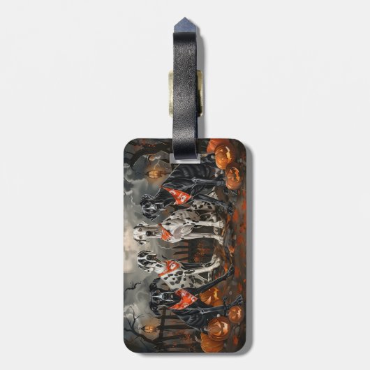 Grote Deen Halloween Spooky Bagagelabel (Achterkant verticaal)