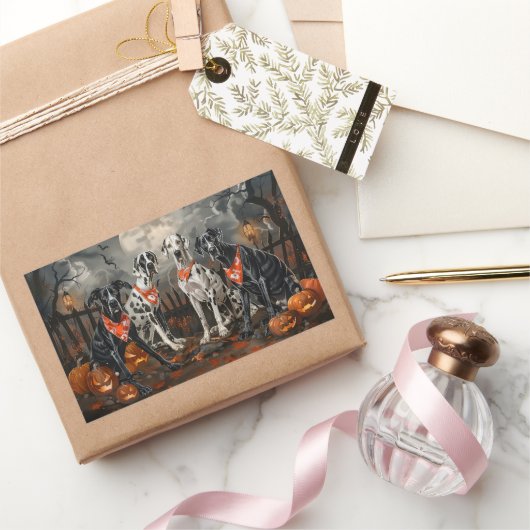 Grote Deen Halloween Spooky Rechthoekige Sticker (Geschenken)