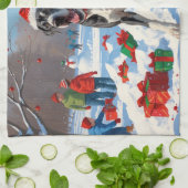 Grote Deen Hardlopen in Sneeuw Met Kerst Pet Theedoek (Gevouwen)