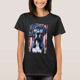 Grote Deen Hond Amerikaanse Vlag Huisdieren D T-shirt