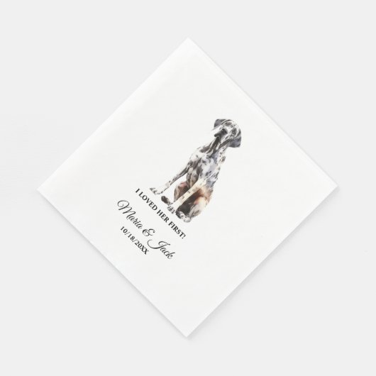 Grote Deen Hond bruiloft servetten met foto (Hoek)