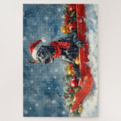 Grote Deen Hond In Sledge Laat Het Sneeuw Kerstmis Legpuzzel (Verticaal)