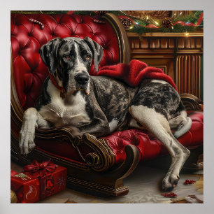 Grote Deen Hond Kerstfeest Poster
