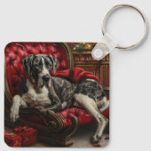 Grote Deen Hond Kerstfeest Sleutelhanger (Achterkant)