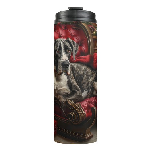 Grote Deen Hond Kerstfeest Thermosbeker (Voorkant)