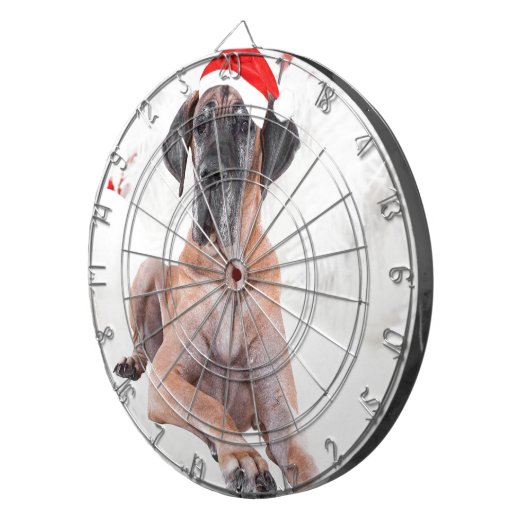 Grote Deen Hond Pet Vrolijk Kerstfeest Dartbord (Voorkant Rechts)