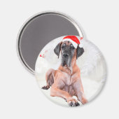 Grote Deen Hond Pet Vrolijk Kerstfeest Magneet (Voorkant / Achterkant)