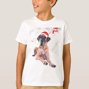Grote Deen Hond Pet Vrolijk Kerstfeest T-shirt