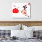 Grote Deen Hond Pet Vrolijk Kerstmis Rood Ornament Canvas Afdruk (Insitu (Slaapkamer))