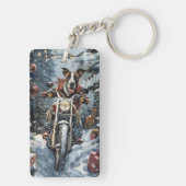 Grote Deen Hond Rijden Motorfiets Kerstmis Sleutelhanger (achterkant)