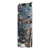 Grote Deen Hond Rijden Motorfiets Kerstmis Thermosbeker (Gedraaid links)