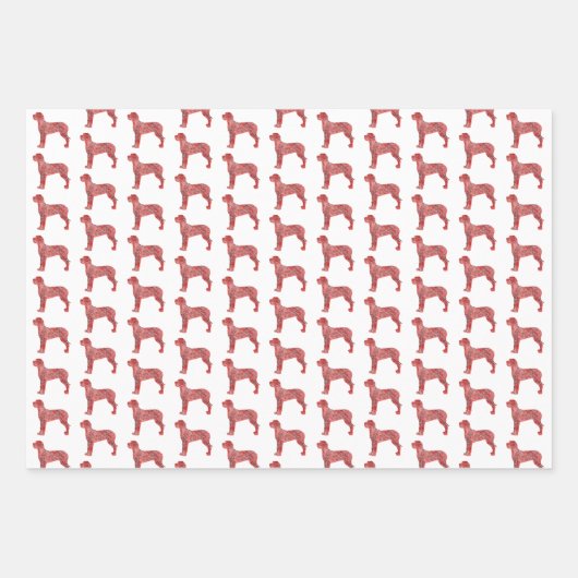 Grote Deen Hond Silhouet Rood Merry Woofmas Inpakpapier Vel (Voorkant 3)