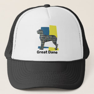 Grote Deen Hond Silhouet Tricolor Grid Trucker Pet