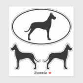 Grote Deen Hond Silhouetten Vinyl Sticker Set (Vel)