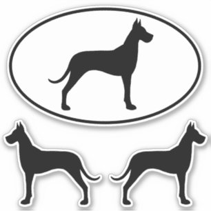 Grote Deen Hond Silhouetten Vinyl Sticker Set