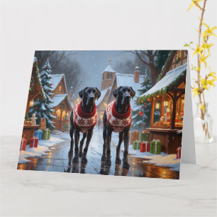 Grote Deen Honden Kerstmis Sneeuw Vakantie Kaart