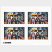 Grote Deen Honden Pompoen Halloween Grappig Rechthoekige Sticker (Vel)