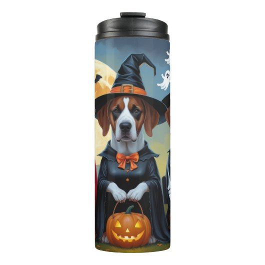 Grote Deen Honden Pompoen Halloween Grappig Thermosbeker (Voorkant)