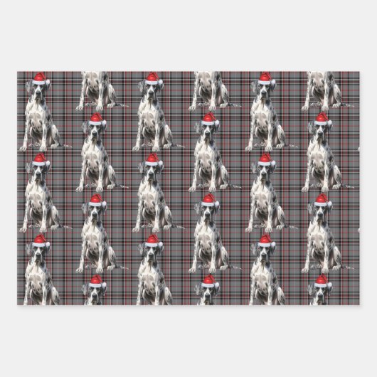 Grote Deen Kersthond Rood Grijs Plaid Inpakpapier Vel (Voorkant 2)