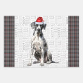 Grote Deen Kersthond Rood Grijs Plaid Inpakpapier Vel (Voorkant)