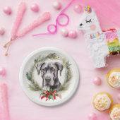 Grote Deen Kerstkrans Feestelijke Pup Papieren Bordje (Feest)