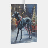 Grote Deen Kerstmis Feestelijk Seizoen Glas Ornament (Voorkant Rechts)