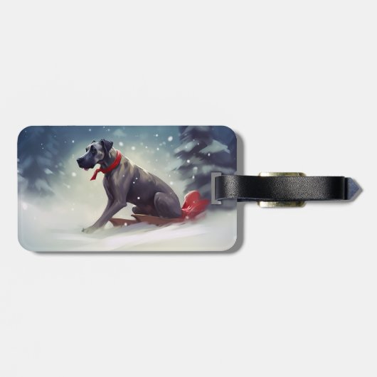 Grote Deen Kerstmis sneeuw winter Bagagelabel (Achterkant horizontaal)