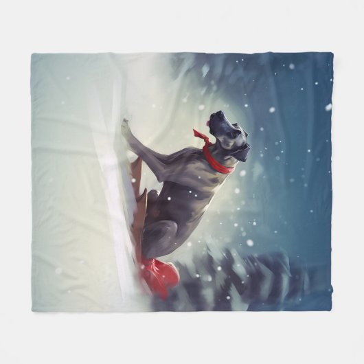 Grote Deen Kerstmis sneeuw winter Fleece Deken (Voorkant (Horizontaal))