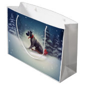 Grote Deen Kerstmis sneeuw winter Groot Cadeauzakje (Achterkant Gekanteld)