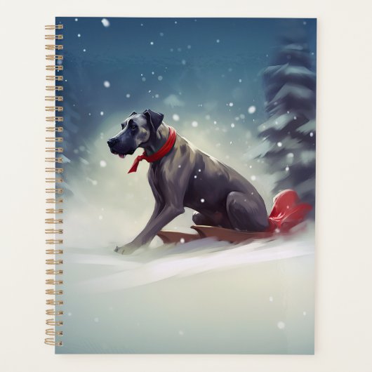 Grote Deen Kerstmis sneeuw winter Planner (Voorkant)