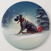 Grote Deen Kerstmis sneeuw winter Ronde Button 6,0 Cm (Voorkant)