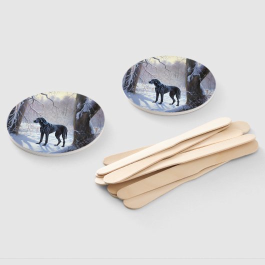 Grote Deen laat het sneeuwen Kerstmis Handwaaier (Niet-gemonteerd)