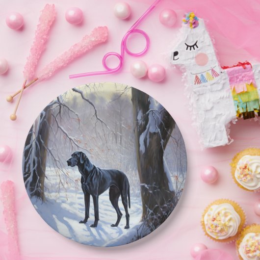 Grote Deen laat het sneeuwen Kerstmis Papieren Bordje (Feest)