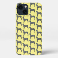 Grote Deen Leuke Hond Silhouet Grid Geel