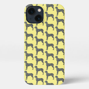 Grote Deen Leuke Hond Silhouet Grid Geel iPhone 13 Hoesje