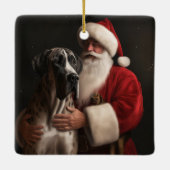 Grote Deen Met Sinterklaas Feestelijke Kerstmis Keramisch Ornament (Achterkant)