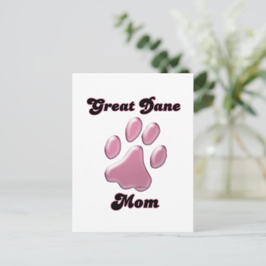 Grote Deen Moeder Roze Pawprint Briefkaart (Staand voorkant)