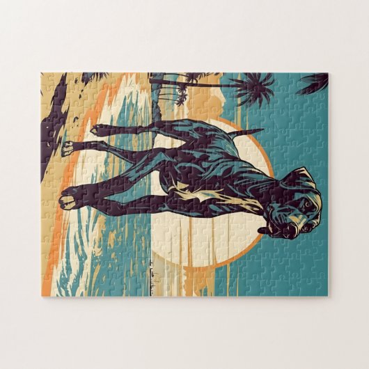 Grote Deen op een tropisch strand tijdens zonsonde Legpuzzel (Horizontaal)