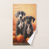 Grote Deen Puppy Herfst Delight Pompoen Bad Handdoek (Handdoek)