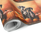 Grote Deen Puppy Herfst Delight Pompoen Cadeaupapier (Rol Hoek)