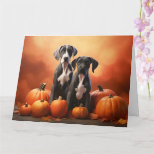 Grote Deen Puppy Herfst Delight Pompoen Kaart