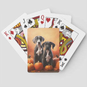 Grote Deen Puppy Herfst Delight Pompoen Pokerkaarten
