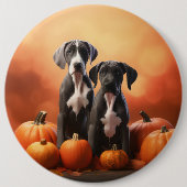 Grote Deen Puppy Herfst Delight Pompoen Ronde Button 6,0 Cm (Voorkant)