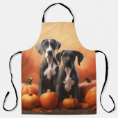Grote Deen Puppy Herfst Delight Pompoen Schort (Voorkant)