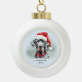 Grote Deen Santa Hat gepersonaliseerd Keramische Bal Ornament (Voorkant)