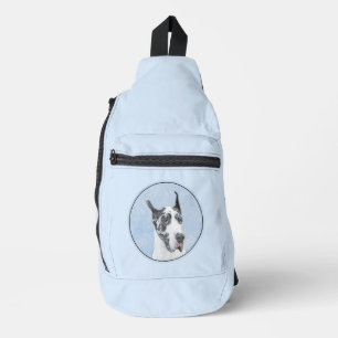 Grote Deen Schilderij Harlequin Originele Pet Dog  Sling Bag